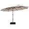 Costway 15FT Double-Sided Twin Patio Umbrella Sun Shade Outdoor Crank Market Base Beige/Coffee/Grey/Orange/Navy/Turquoise/Wine